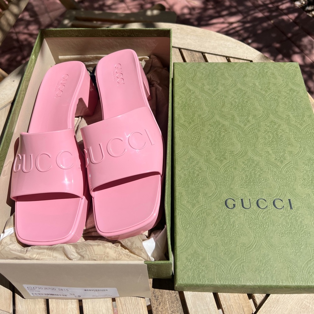 Gucci Rubber Mules Wild Rose (size 38) Never Worn US 8